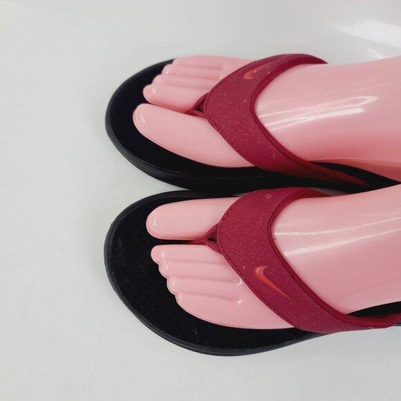 Nike Women's Red Black Ultra Comfort 3 Slip-On Casual Thong Sandal Size 7 - Picture 3 of 7